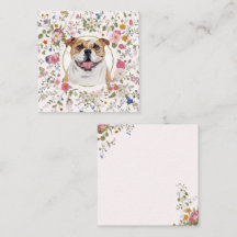 Blommigt Bulldog Hund Mamma Notecard