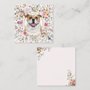 Blommigt Bulldog Hund Mamma Notecard Anteckningskort