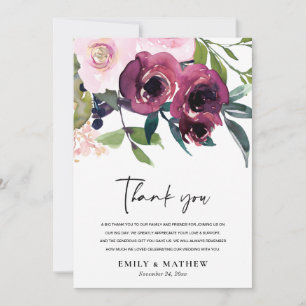 BLOMMIGT BUNCH FÖR BRIGHT BURGUNDY WATERCOLOR TACK KORT