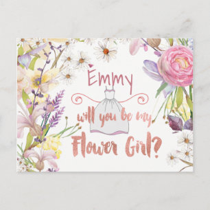 Blommigt Bunches Flower Girl-begäran Vykort