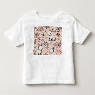 Blommigt Bunny Doodle T-Shirt | Cute & Mysiga Vår 