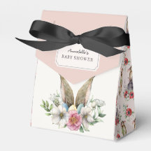 Blommigt Bunny Ear Baby Shower Rosa Favoritbox