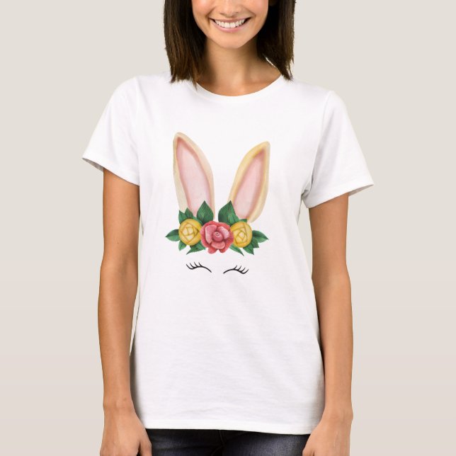 Blommigt Bunny Fantasy T Shirt (Framsida)