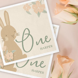 Blommigt Bunny Girl's Vår 1st Birthday Party Pappersservett