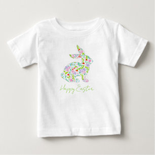 Blommigt Bunny GLAD PÅSK Vår Colorful Roligt T Shirt