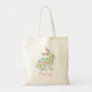 Blommigt Bunny GLAD PÅSK Vår Colorful Roligt Tygkasse