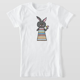 Blommigt Bunny Illustration T-Shirt for Girls