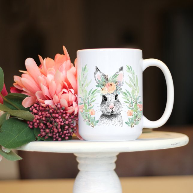 Blommigt Bunny Jumbo Mugg (Skapare uppladdad)