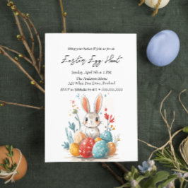 Blommigt Bunny och Eggs Påskägg Hunt Inbjudningar