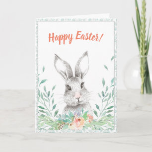 Blommigt Bunny Påsk Kort