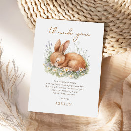Blommigt Bunny Rabbit Baby Shower Tack Kort