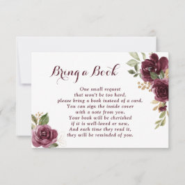 Blommigt Burgundy Baby Shower ger en Bok OSA Kort