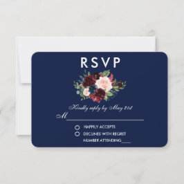 Blommigt Burgundy Blue-Bröllop OSA