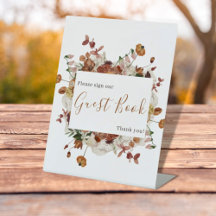 Blommigt Burgundy Bröllop Guest Bok