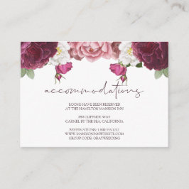 Blommigt Burgundy Bröllop Hotel-inkvartering Tilläggskort