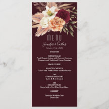 Blommigt Burgundy Bröllop Menu