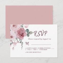 Blommigt Burgundy Dusty Rosa ros Bröllop OSA Kort