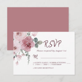 Blommigt Burgundy Dusty Rosa ros Bröllop OSA Kort