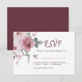 Blommigt Burgundy Dusty Rosa ros Bröllop OSA Kort