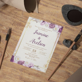 Blommigt Burgundy Editable Wedding-inbjudan Inbjudningar