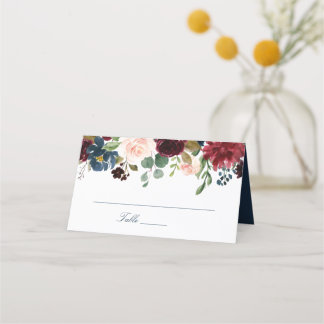Blommigt Burgundy Elegant Place Placeringskort