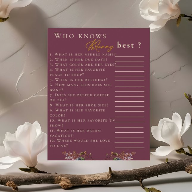 Blommigt Burgundy-Elegant som känner Mamma bäst Reklamblad (Skapare uppladdad)