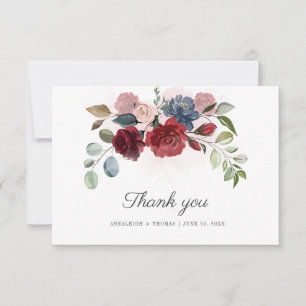 Blommigt Burgundy Greenery Eucalyptus Bröllop Tack Kort