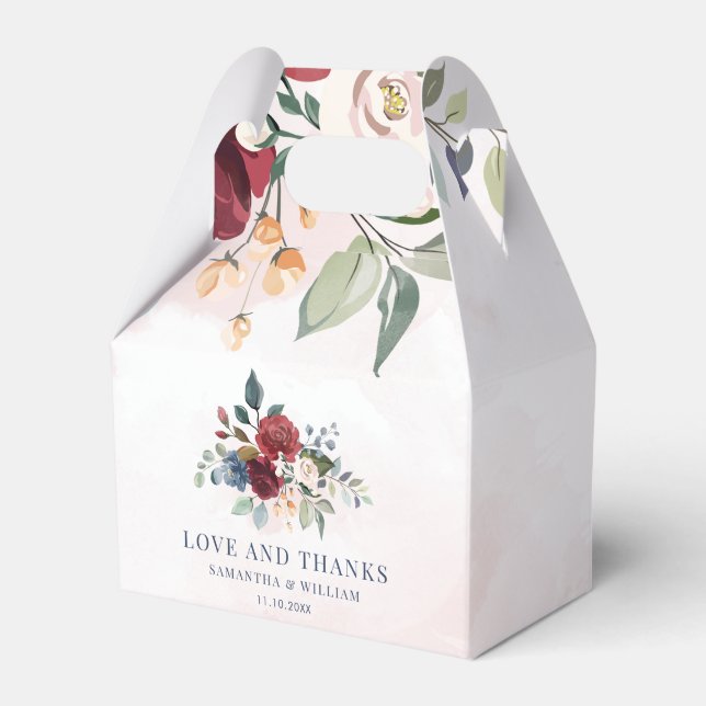 Blommigt Burgundy Greenery Modern Bröllop Presentaskar (Framsidan Sidan)
