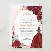 Blommigt Burgundy Guld Princess Birthday Quinceane