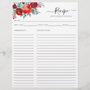 Blommigt Burgundy Holly Löv Helgdag Kitchen Recipe