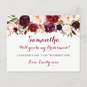 Blommigt Burgundy kommer att bli mitt Bridesmaid-k Inbjudningar