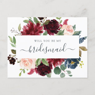 Blommigt Burgundy Navy Bouquet blir min Helg Vykort