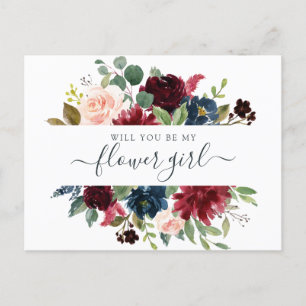 Blommigt Burgundy Navy Bouquet blir min Helg Vykort