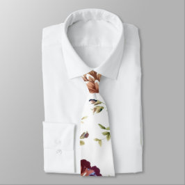 Blommigt-Burgundy Necktie |Trendig Blommigt Bröllo Slips