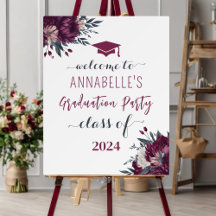 Blommigt Burgundy och Cream Studenten Välkommen