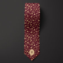 Blommigt Burgundy och Guld Monogram