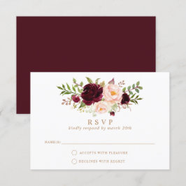Blommigt Burgundy  OSA  Elegant bröllop Inbjudningar