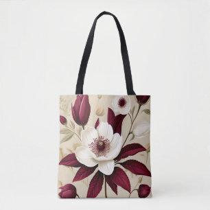 Blommigt Burgundy Plant Botanical Tygkasse