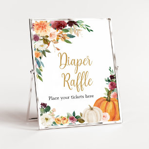 Blommigt Burgundy Pumpkin Baby Shower Diaper Raffl Poster