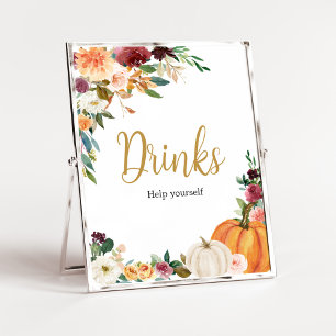 Blommigt Burgundy Pumpkin Baby Shower Drinys Poster