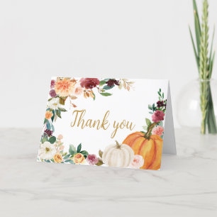 Blommigt Burgundy Pumpkin Baby Shower Tack Kort