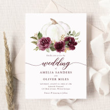 Blommigt Burgundy Pumpkin Fall Greenery Bröllop