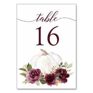 Blommigt Burgundy Pumpkin Fall Rustic Bordsnummer
