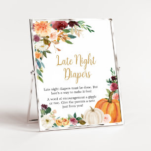 Blommigt Burgundy Pumpkin Late Night Diaper Poster
