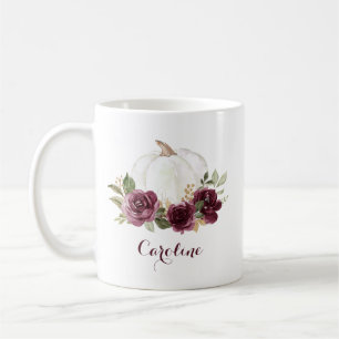 Blommigt Burgundy Pumpkin Personlig mugg
