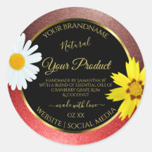 Blommigt Burgundy Red Glitter Black Product Labels