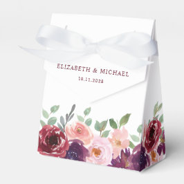 Blommigt Burgundy Red  Plum Watercolor Bröllop Presentaskar