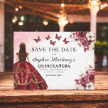 Blommigt Burgundy Spara födelsedagskvällen Spara Datumet<br><div class="desc">Meddela din quinceañera i stil med Blommigten Burgundy Spara inbjudan på födelsedagen. Den här eleganten har rik-burgundnyanser som är adsorterade med delikata accenter för blommigt, perfekt för tidslängd och regalt firande. Den sofistikerade layouten ger alla viktiga detaljer och ser till att gästerna markerar sina kalendrar för din speciella dag. Oavsett...</div>