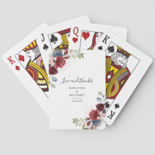 Blommigt Burgundy Watercolor Fall Wedding Favor Casinokort