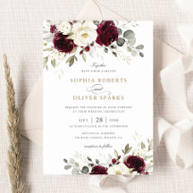 Blommigt Burgundy White Greenery Elegant bröllop